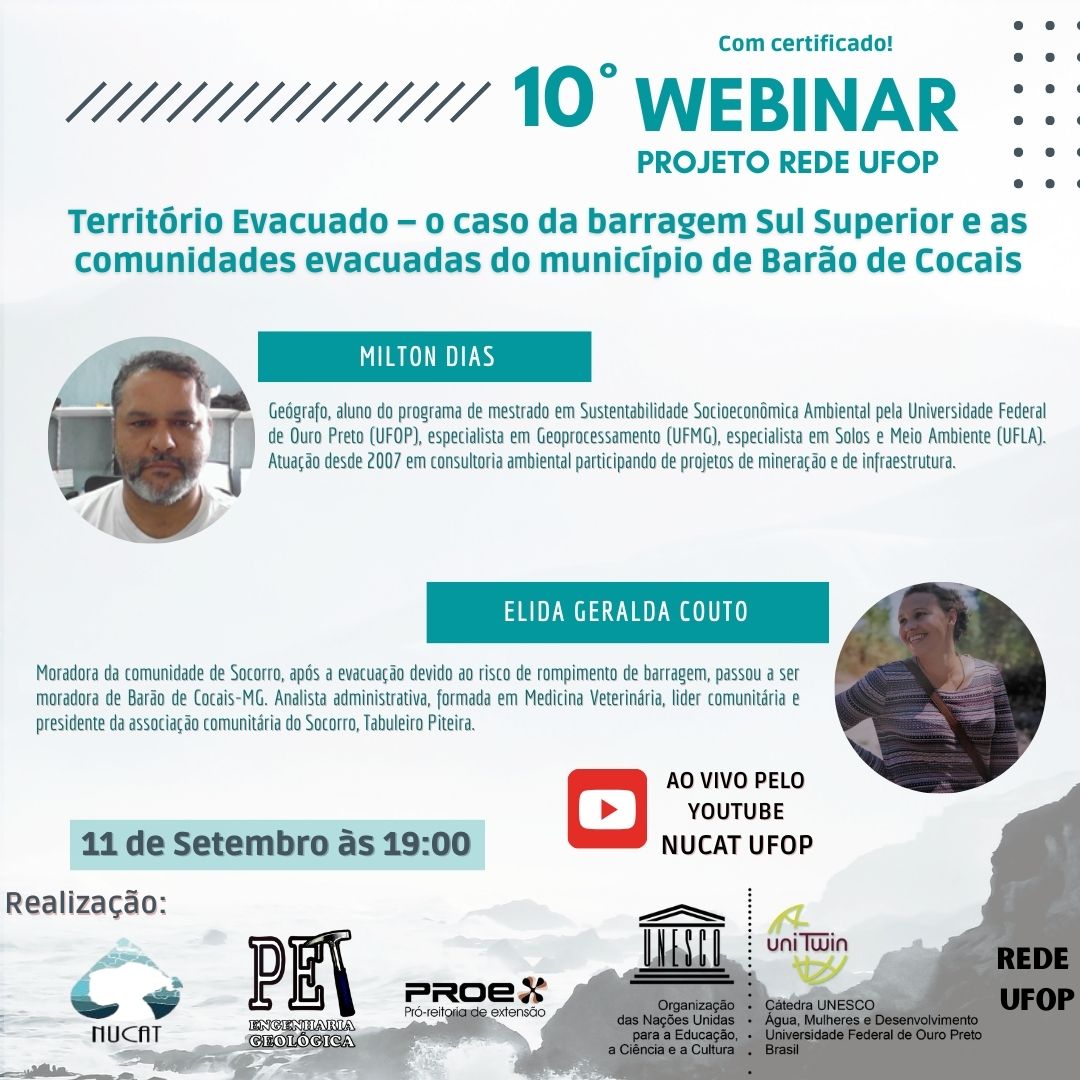 Banner de divulgação da live 10ª Webinar Projeto Rede UFOP