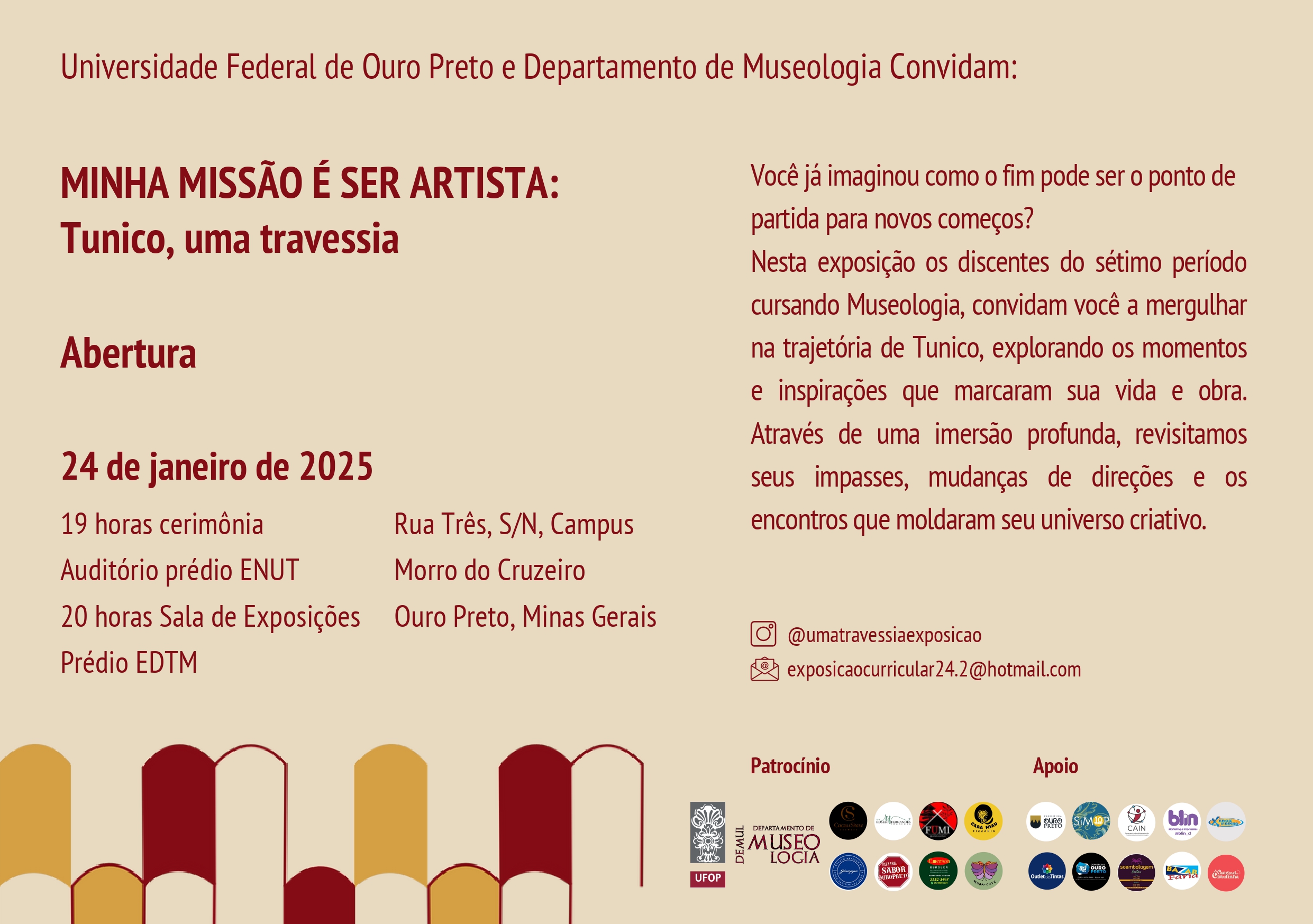 Convite da exposição curricular do curso de Museologia.