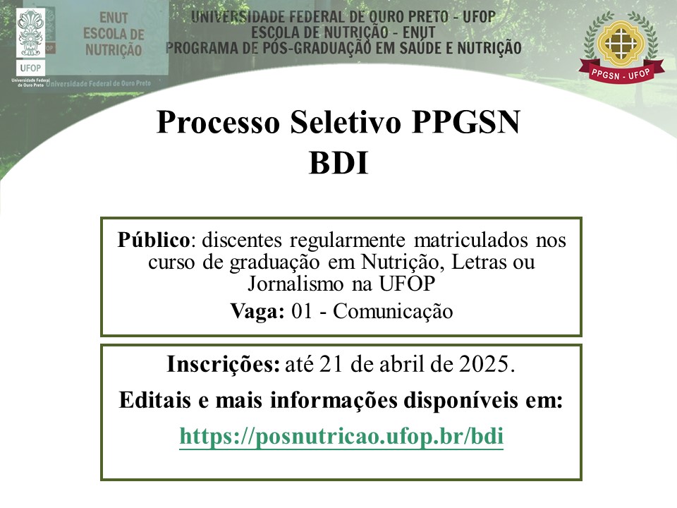 PPGSN seleciona bolsista.
