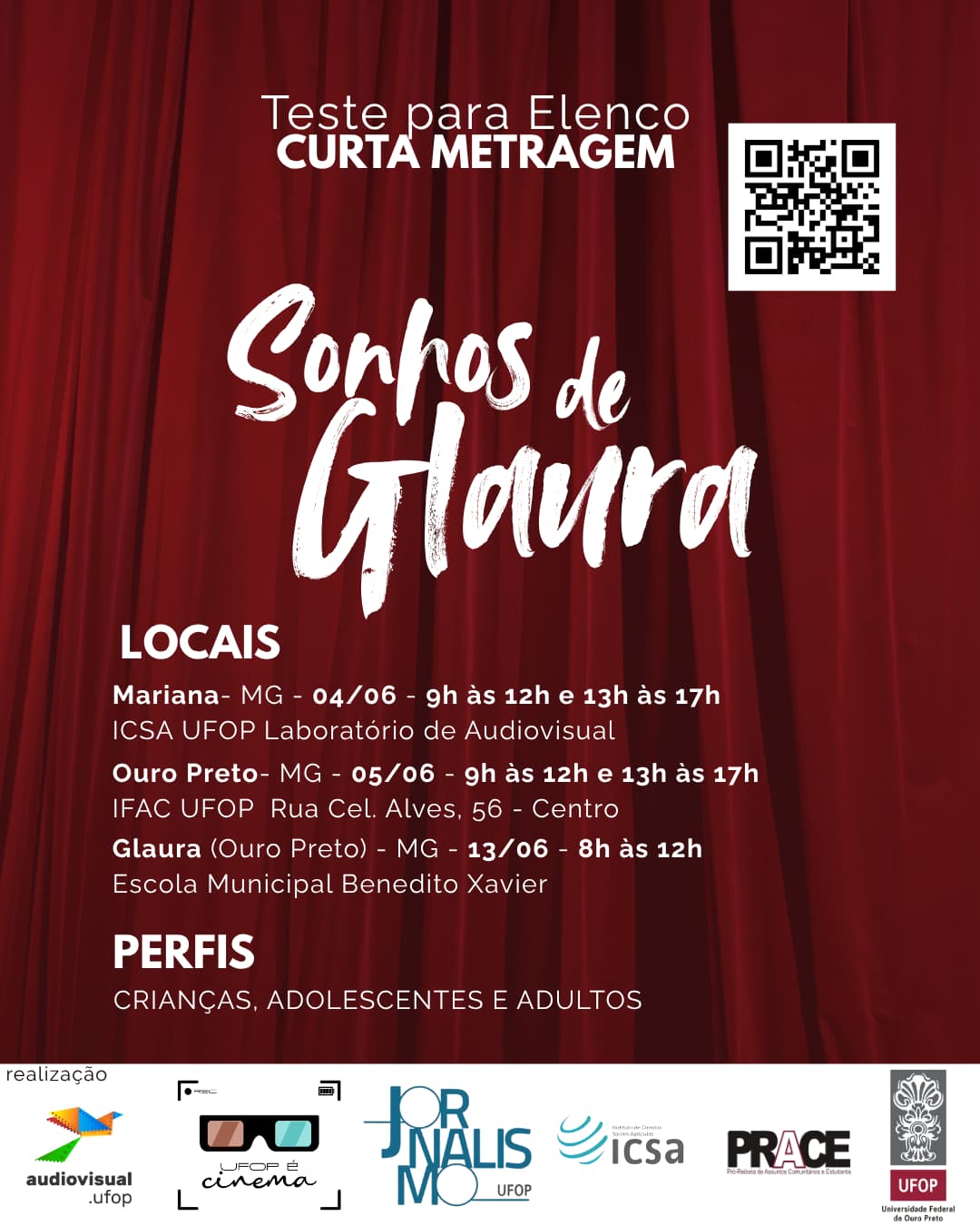 Imagem com infrmações sobre o local e QRcode para se inscrever 