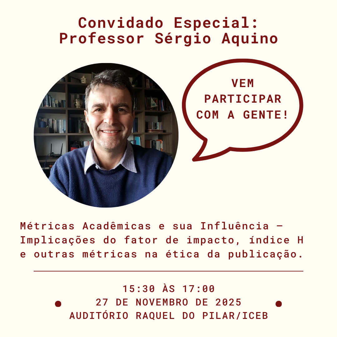 Imagem mostra a imagem do professor Sérgio Francisco do Dequi que vai compor a mesa de debate sobre produtividade no meio científico. 