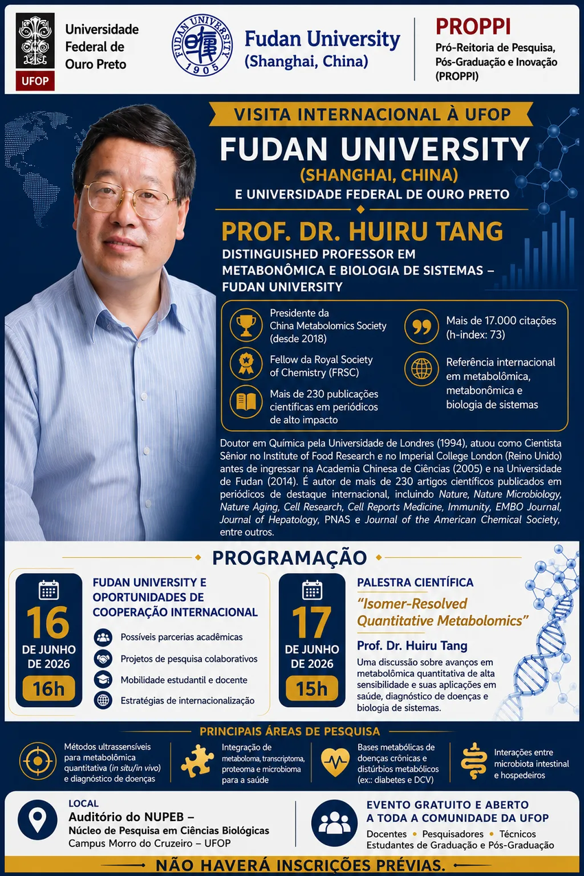 Arte sobre o professor Dr. Hairu Tang, da universidade de Fundan.
