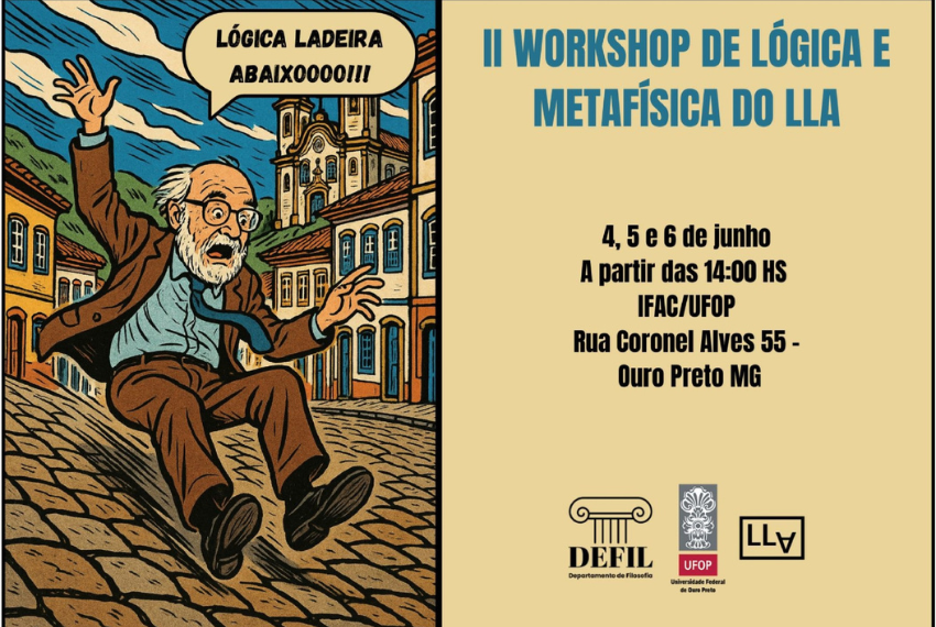 A imagem mostra uma ilustração de um homem branco e idoso caindo e dizendo "Logica ladeira abaixo"