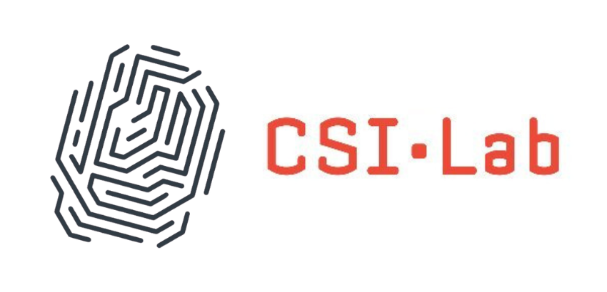 Banner do CSIab, a imagem mostra o nome do projeto a direita e a esquerda o desenho de uma digital