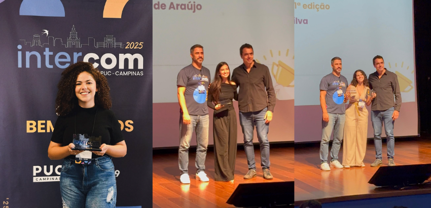 Alunas do curso de Jornalismo premiadas na Expocom Sudeste 2025.