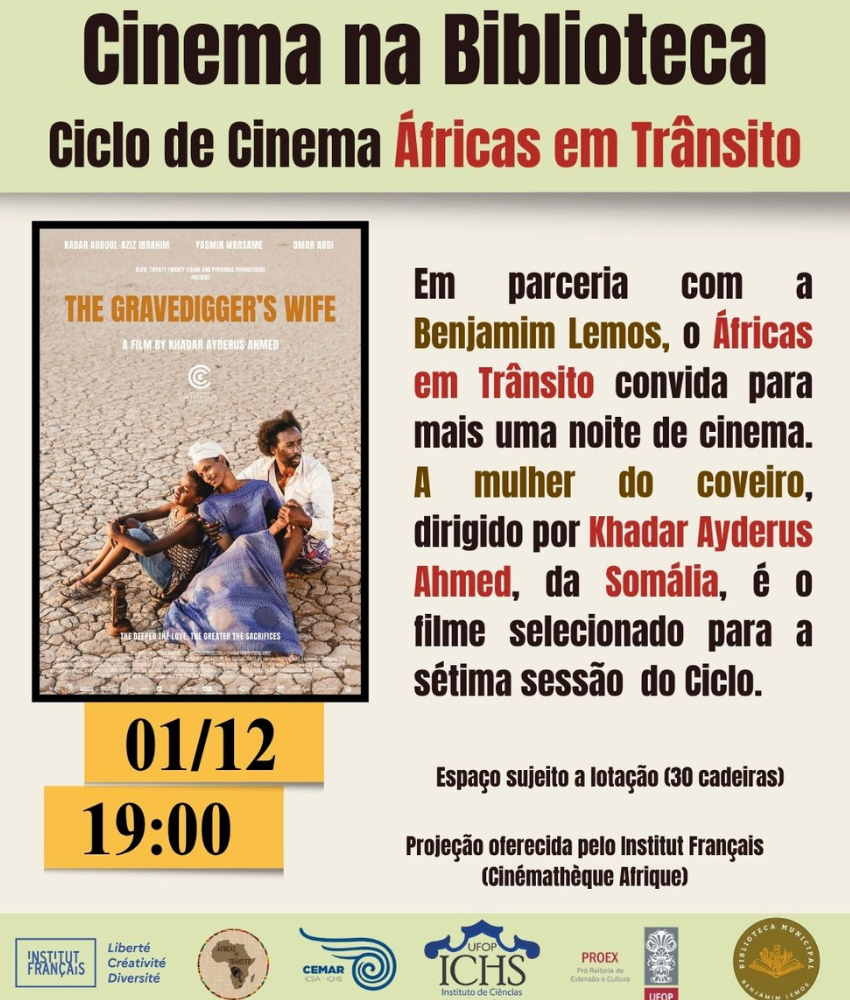 Cartaz com informações sobre a divulgação do filme e o horário e local onde vai ocorrer. 