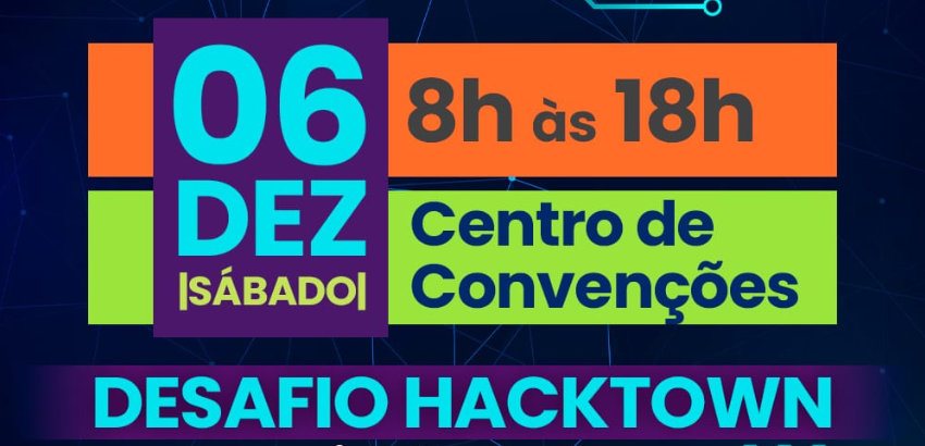 Banner do I Simpósio Brasileiro de Empreendedorismo e Inovação, 6 de dezembro, 8h às 18h, Centro de Convenções. Destaque para o Desafio Hacktown com premiações. Logos de UFOP, Sebrae, Embrapii e QR Code para inscrições.