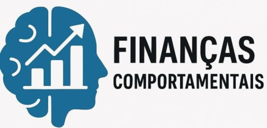 A imagem apresenta um fundo neutro e, ao centro, os seguintes textos em destaque: na parte superior, a palavra "FINANCAS" e abaixo, a palavra "COMPORTAMENTAIS".
