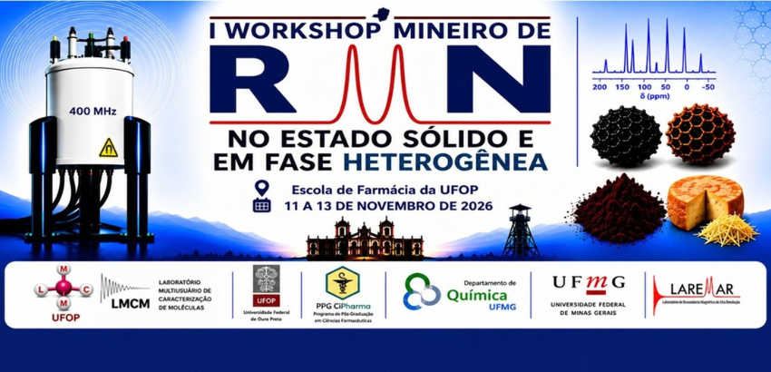 Banner de divulgação de workshop a ser realizado na Escola de Farmácia da UFOP