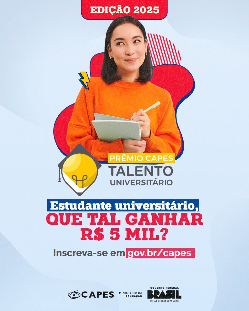 Banner de divulgação Prêmio CAPES Talento Universitário 2025.