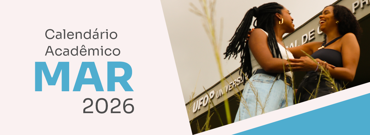 Duas mulheres negras se abraçam. Ao fundo, o portão de entrada da Universidade. À esquerda, há o texto: "Calendário acadêmico, Março de 2016"