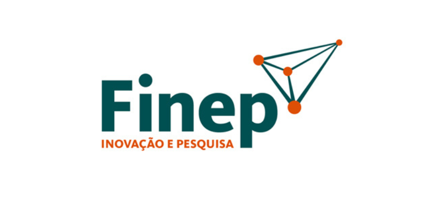 Logo da  Financiadora de Estudos e Projetos (Finep). A cor da letras e verde e laranja.  