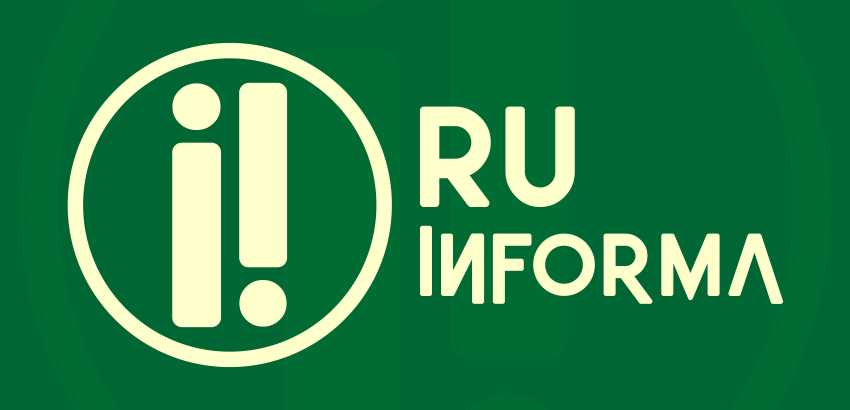 Arte com fundo verde em destaque está escrito RU Informa
