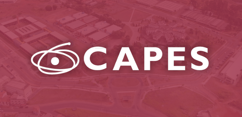 Imagem traz uma vista panorâmica do Camous da UFOP e um filtro nas cores vinho e primeiro lê-se "Capes" com símbolo  da Instituição.