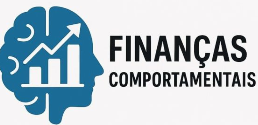 A imagem apresenta um fundo neutro e, ao centro, os seguintes textos em destaque: na parte superior, a palavra "FINANCAS" e abaixo, a palavra "COMPORTAMENTAIS".