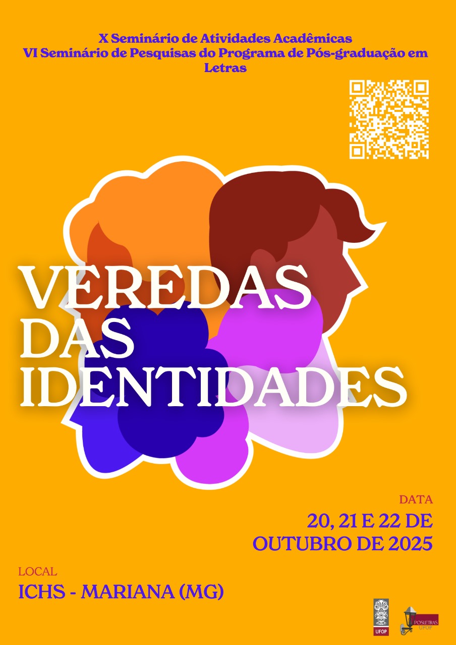 Imagem mostra diferentes ilustrações de rostos nas cores amarelo, violeta, rosa e marrom identificando a diversidade de pensamentos ao fundo amarelo. Abaixo observa escrito Instituto de Ciências Humanas e Sociais ( ICHS), Mariana  e a logo da ufop.